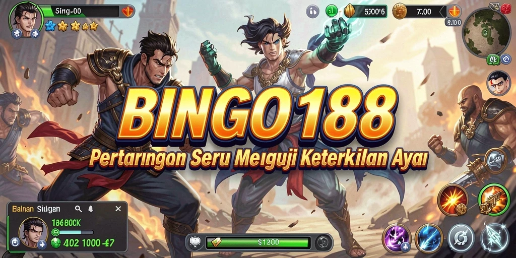 Tampilan gameplay seru dan aksi pertarungan intens di BINGO188.
