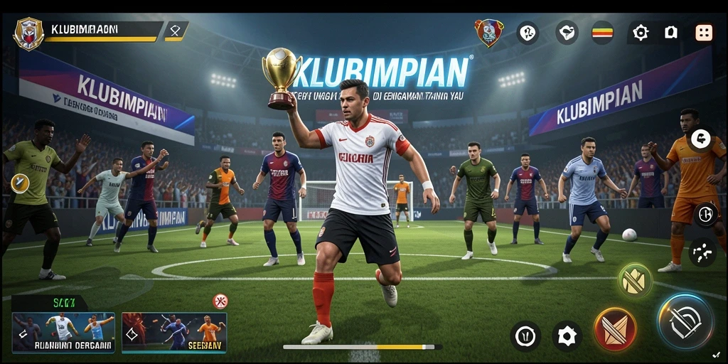 Tangkapan layar gameplay KLUBIMPIAN dengan suasana olahraga yang mendebarkan.