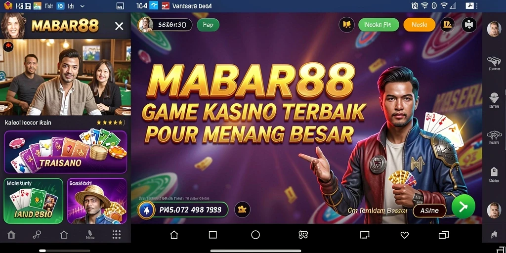 Tampilan menarik dari gameplay MABAR88 di dunia Kasino.
