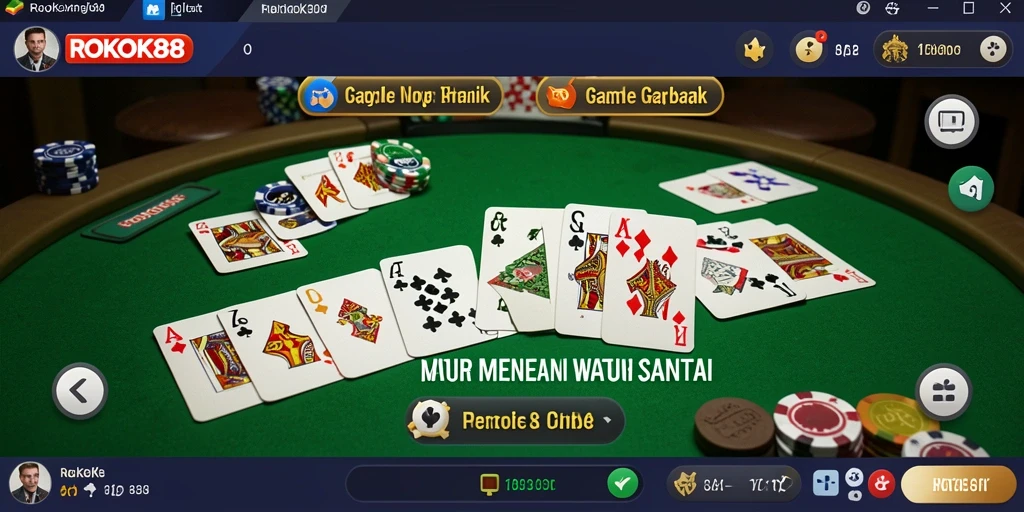 Tampilan gameplay ROKOK88 yang menarik dengan suasana Gaple yang kental.