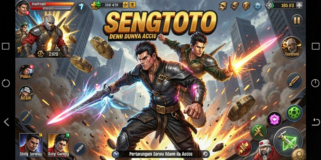 Tangkapan layar gameplay SENGTOTO menampilkan aksi pertarungan yang intens.