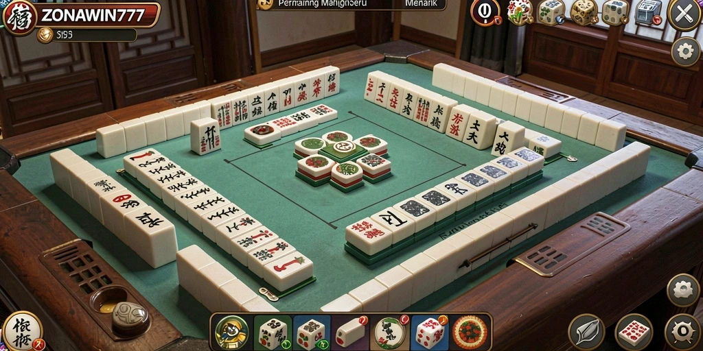 Tampilan gameplay Mahjong yang seru dan menantang di ZONAWIN777.